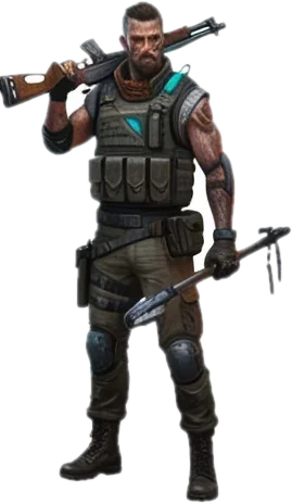 Defender: a soldier in a plate carrier with a shotgun over his shoulder